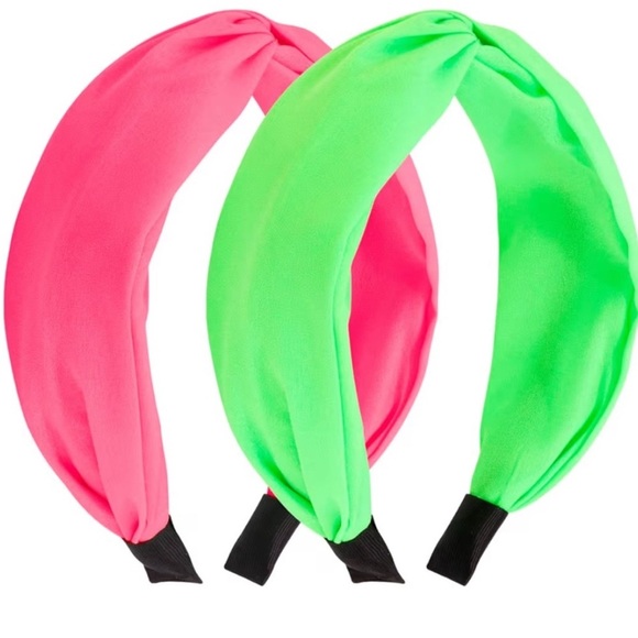 Neon 80s Retro Headbands 💖💚Pink & Green (Set of 2) - Picture 2 of 3